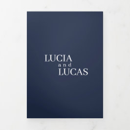 Moderne foto Navy Blue All-in-One bruiloft Drieluik Programma