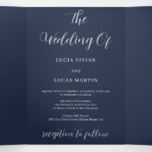 Moderne foto Navy Blue All-in-One bruiloft Drieluik Programma (Binnenkant midden)