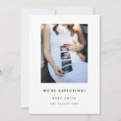 Moderne foto Nieuwe baby komt binnenkort zwangersc Aankondiging (Achterkant)
