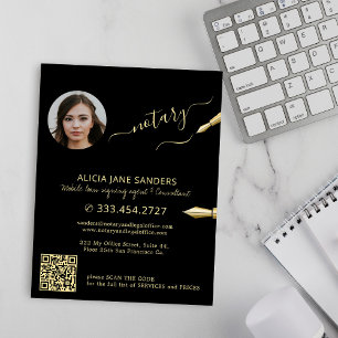 Moderne foto notaris ondertekenende agent QR goud Flyer