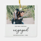 Moderne foto onze eerste kerst keramisch ornament (Voorkant)