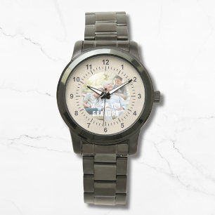 Moderne foto-opa-scriptkop horloge