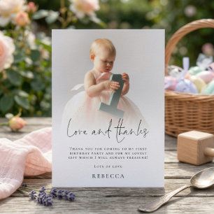 Moderne foto Overlay 1e Verjaardag Liefde Bedankt Kaart