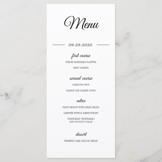 Moderne foto Overlay Elegant Wedding Menu (Voorkant)