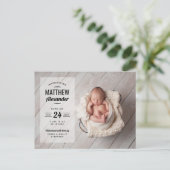 Moderne foto Overlay Geboorte Aankondiging Briefka (Staand voorkant)