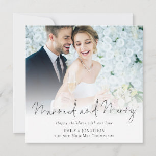 Moderne foto Overlay Getrouwd en Vrolijk Kerstfees Feestdagenkaart