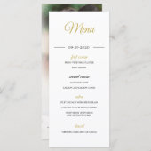 Moderne foto-overlay Gold Elegant Wedding Menu (Voorkant / Achterkant)