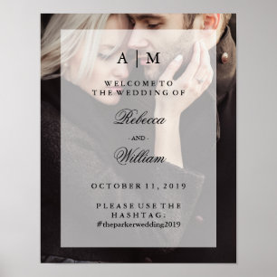 Moderne foto-overlay Trouwkaart en hashtag Poster