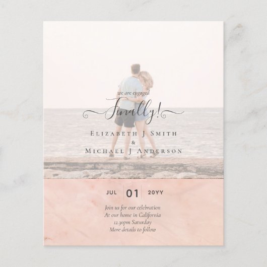 Moderne foto-overlay VERLOVING Verjaardagsaankondi Flyer (Voorkant)