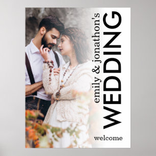 Moderne foto-overlay welkomstnamen bruiloftposter poster