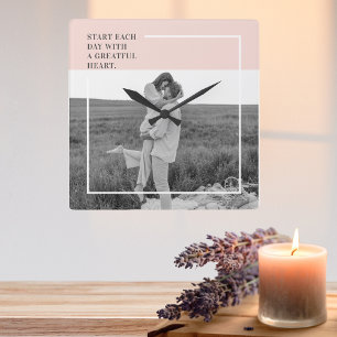 Moderne foto Pastel Roze familie Lovely Gift Vierkante Klok