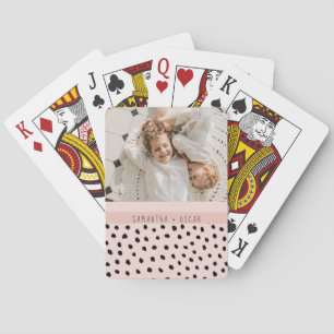 Moderne foto Pastel roze persoonlijke naam Gift Pokerkaarten