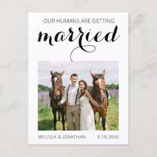 Moderne foto Pet Pet Wedding Save the Date Aankondigingskaart