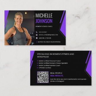 Moderne foto QR-code fitnesscoach Visitekaartje