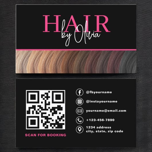 Moderne Foto QR Code Hair Stylist Visitekaartje