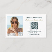 Moderne foto QR Code Interieur Decorator Visitekaartje (Voorkant)