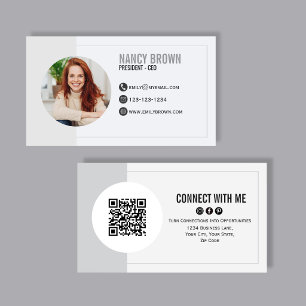 Moderne Foto QR Code Maak Contact Met Mij Minimaal Visitekaartje