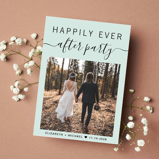 Moderne foto QR Code Mint Weddenschappen Receptie Aankondiging