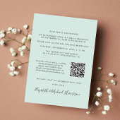 Moderne foto QR Code Mint Weddenschappen Receptie Aankondiging