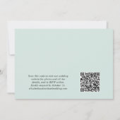 Moderne foto QR Code Mint Weddenschappen Receptie Kaart (Achterkant)