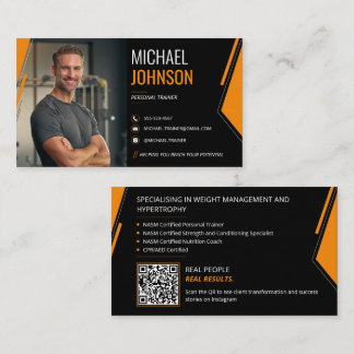 Moderne foto QR-code personal trainer Visitekaartje
