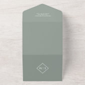 Moderne foto QR Code Sage Green Wedding All In One Uitnodiging (Buitenkant)