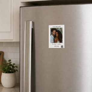 Moderne foto QR-code Save the Date-magneet Magnetische Uitnodiging