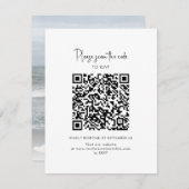Moderne foto QR-code script bruiloft RSVP Kaartje (Voorkant / Achterkant)