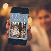 Moderne foto-QR-code Stusty Blue Wedding Reception Aankondiging