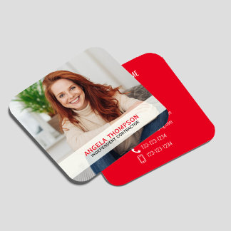 Moderne foto QR-code verbinding met mij Rode vierk Vierkante Visitekaartje