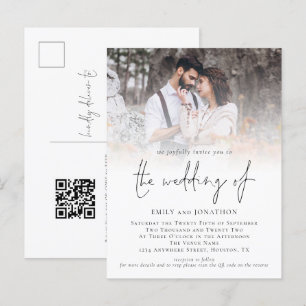Moderne foto-QR-code voor bruiloft Uitnodiging Briefkaart
