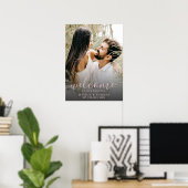 Moderne foto Roos Gold Calligraphy Wedding Sign Poster (Thuiskantoor)