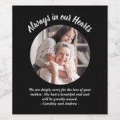 Moderne foto rouwgeschenk om condoleances te sture wijn etiket (Enkel label)