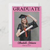 Moderne foto roze Afstuderen aankondiging (Voorkant)