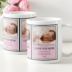 Moderne Foto Roze Gepersonaliseerde Baby Moederdag Koffiemok