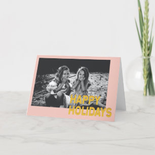 Moderne Foto Roze Goud Typografie Festijnlijk Feestdagen Kaart