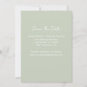 Moderne foto Sage Green Wedding Save The Date (Achterkant)