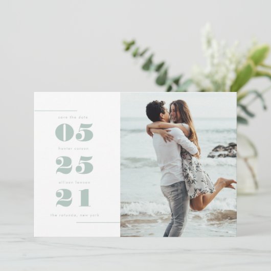 Moderne foto save the date (Staand voorkant)