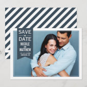 Moderne foto 'save the date'-aankondiging met mari save the date (Voorkant / Achterkant)