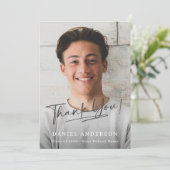 Moderne foto script afstudeer dankkaart (Staand voorkant)