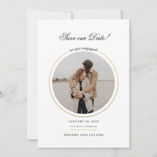 Moderne Foto Script Bruiloft Save The Date (Voorkant)