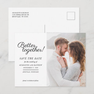 Moderne Foto Script Save The Date Aankondigingskaart