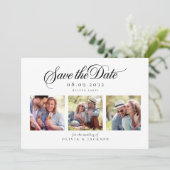 Moderne foto-scriptie bruiloft save the date (Staand voorkant)