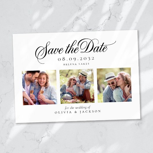 Moderne foto-scriptie bruiloft save the date