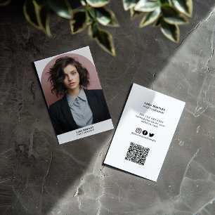 Moderne foto social media stylist met QR code Visitekaartje