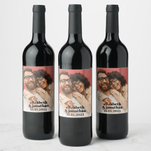 Moderne foto-sterke typografie Huwelijk Wijn Etiket