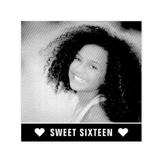 Moderne foto Sweet Sixteen Hearts Zelfinktende Stempel (Design)