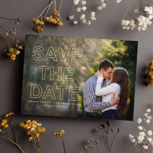 Moderne foto trouw save the date folie uitnodiging