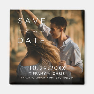 Moderne foto trouwkaart Save the Date Magneet