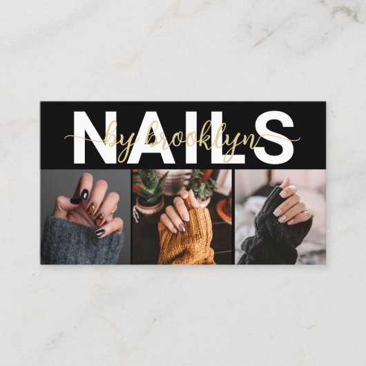 Moderne foto Typografie Nail Artist Visitekaartje (Voorkant)